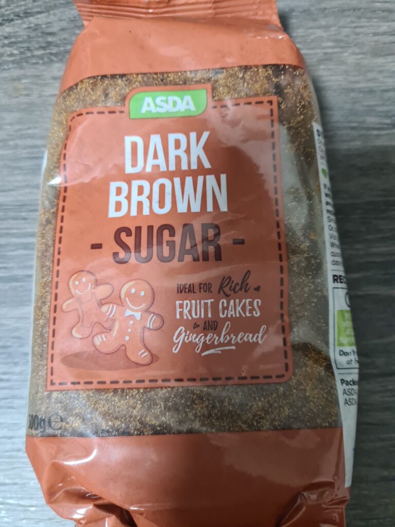 Brown sugar from asda Christmas food shop